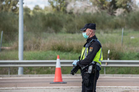 Border control between Spain and Portugal becuase of the COVID19.のeditorial素材