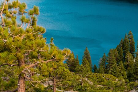 Detail of wind over the water of Emerald Bay in Lake Tahoeの写真素材
