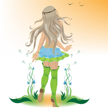 farewell summer girlのイラスト素材