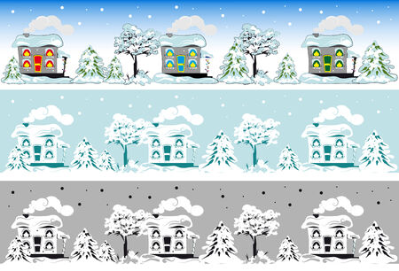 Christmas house in the snowのイラスト素材