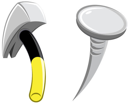 Hammer and nail. Vector cartoonのイラスト素材