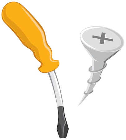 Phillips screw and screwdriver. Vector cartoon illustrationのイラスト素材