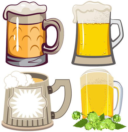 Set of beer mugs. Illustration in vector formatのイラスト素材