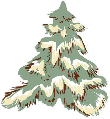 Pine covered with snow. Illustration in vector formatのイラスト素材