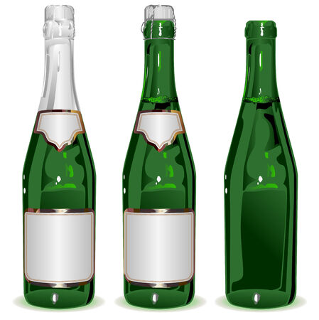 Set bottle of Champagne. Illustration in vector formatのイラスト素材