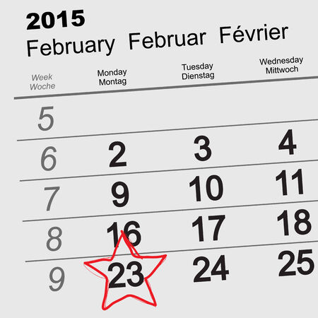 February 23 - russian the Fatherland Day. Calendar illustration in vector formatのイラスト素材