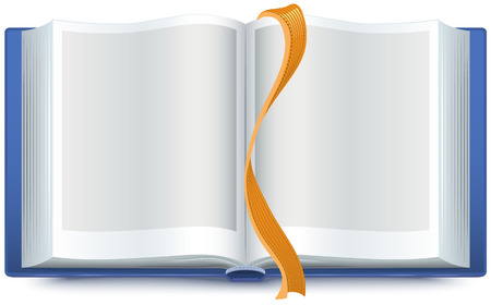 Blue open book with a bookmark. Illustration in vector formatのイラスト素材