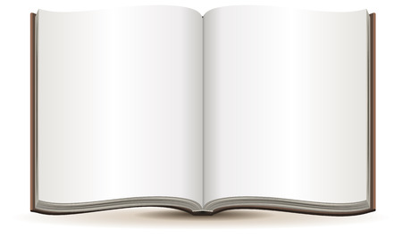 Open magazine with blank pages in a brown cover. Isolated illustration in vector formatのイラスト素材