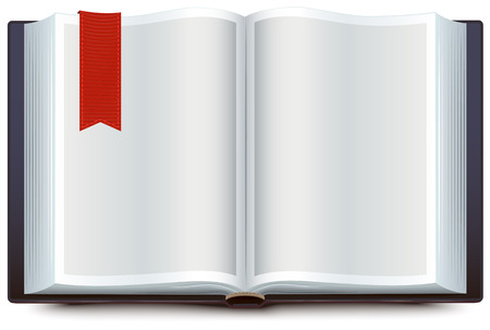 Open book with red bookmark. Isolated illustration in vector formatのイラスト素材