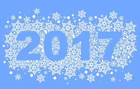 2017 background of snowflakes. Number text of symbol year 2017.のイラスト素材