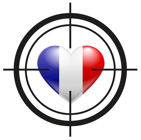 Heart of France flag at gunpoint terrorismのイラスト素材