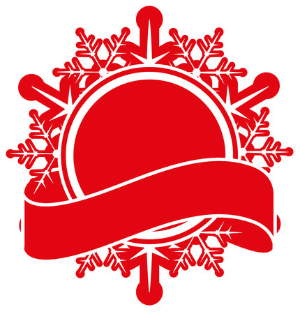 Red snowflake and tape. Christmas label template. Illustration in vector formatのイラスト素材
