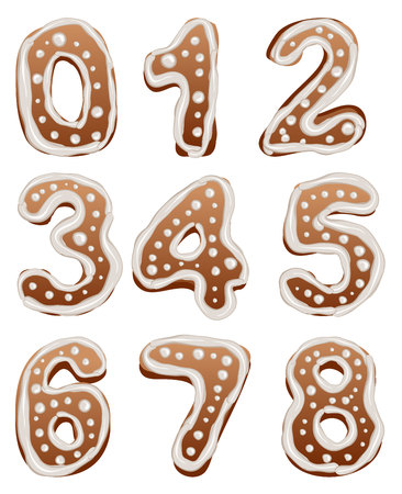 Set Baking gingerbread number. Isolated illustration in vector formatのイラスト素材