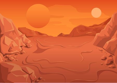 Red Planet Mars in space. Space landscape. Illustration in vector formatのイラスト素材