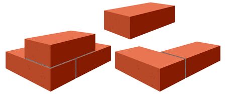 Red bricks. Brickwork. Isolated on white vector illustrationのイラスト素材