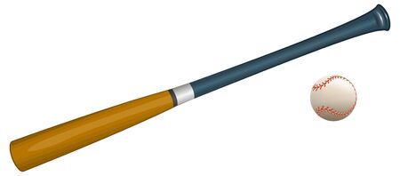 Baseball bat and ball. Sports Equipment. Isolated on white vector illustrationのイラスト素材