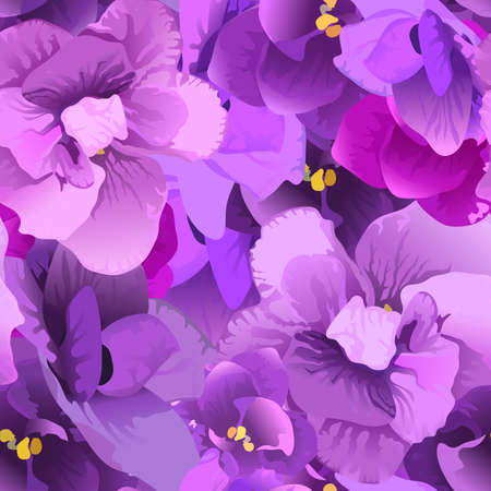 Flower violet seamless pattern. Illustration vector backgroundのイラスト素材