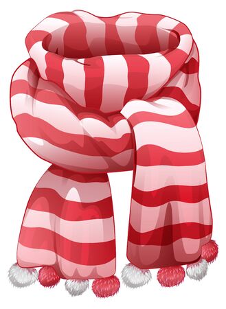 Christmas Santas striped scarf. Isolated on white vector cartoon illustrationのイラスト素材