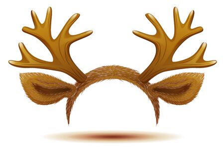 Mask Deer antlers and ears. Isolated on white vector illustrationのイラスト素材
