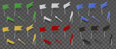 Colored thumbtacks flag isolated on transparent background. Illustration in vector formatのイラスト素材