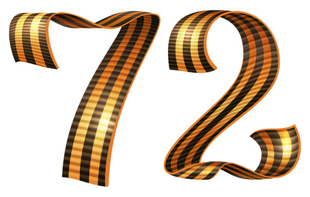 George ribbon shape number 72 anniversary Victory Day. Isolated on white vector illustration.のイラスト素材