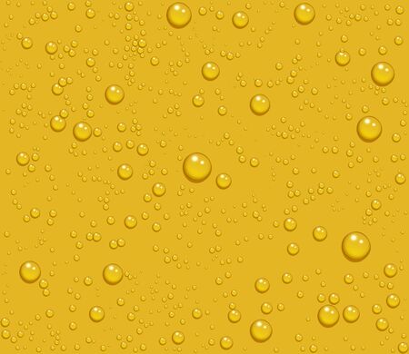 Light beer transparent drops of dew on yellow background. Vector illustrationのイラスト素材