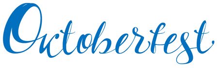 Blue oktoberfest lettering handwritten text. Isolated on white vector illustrationのイラスト素材