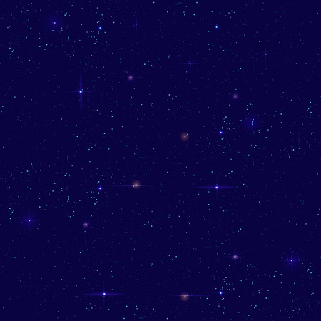 Night starry sky seamless background. Small distant star shines on dark sky. Vector cosmos space...