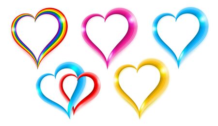 Set color heart shape symbol of love. Isolated on white vector illustration.のイラスト素材