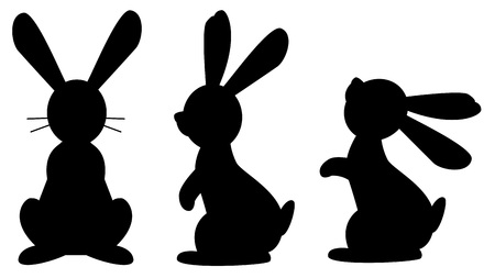 Funny rabbit black isolated silhouette on white background. Vector illustrationのイラスト素材
