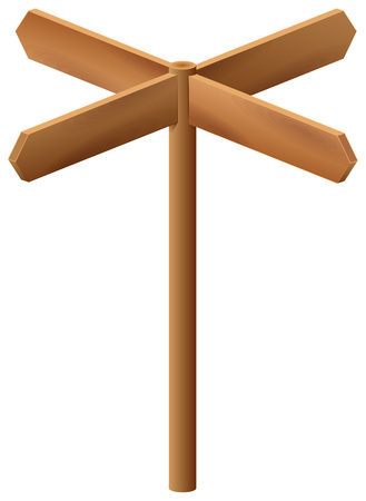 Wooden arrow pointer isolated on white background. Vector cartoon illustrationのイラスト素材