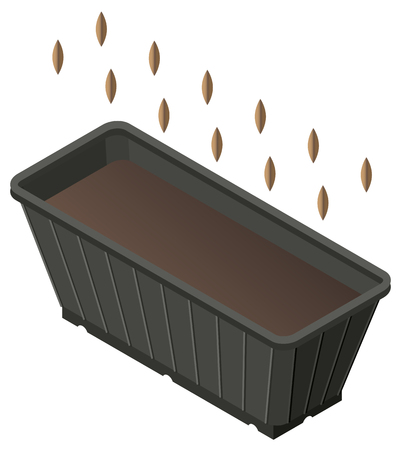 Planting seed in box with ground for seedlings. Isometric icon. Vector illustration 3d isolatedのイラスト素材