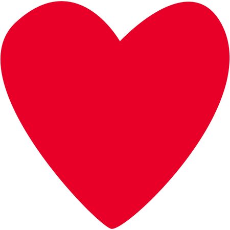 Single red heart of irregular shape symbol of love. Isolated on white vector flat illustrationのイラスト素材