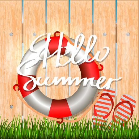 Summer background with inscription hello summer.のイラスト素材