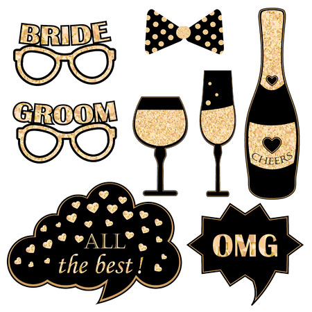 Photo booth props for weddings. Vectorのイラスト素材