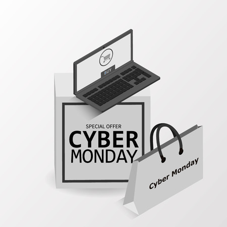 Cyber monday background.  Online sale concept. Vector illustrationのイラスト素材