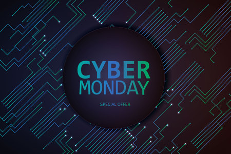 Cyber monday background.  Online sale concept. Vector illustrationのイラスト素材