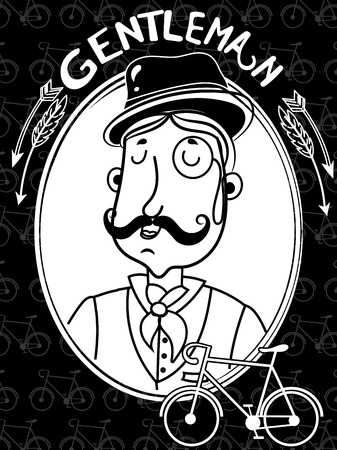 Funny illustration with Elegant gentlemanのイラスト素材