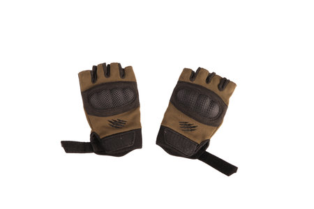 tactical military gloves without fingers olive for hand protectionの写真素材