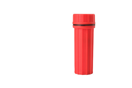 waterproof container plastic small hermetic red EDC, isolateの写真素材