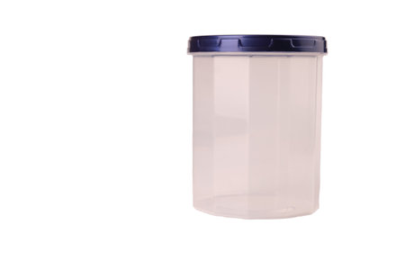 container plastic food isolate on white for the kitchen, crop, blue lid, transparentの写真素材