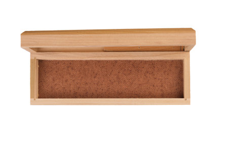 handmade wooden box empty, insulated, open, oblong, rectangular, new, with liningの写真素材