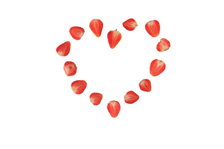 strawberry berries heart in section isolate. Mature, naturalの写真素材