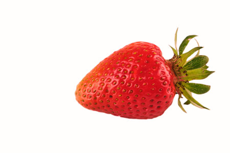 ripe strawberry berry isolate Natural from the garden. Strawberry with root, leavesの写真素材