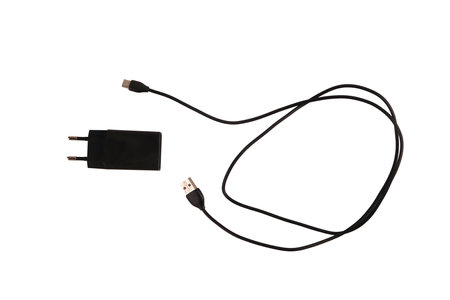 usb cables type c isolated black on whiteの写真素材