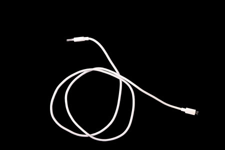 usb cables micro isolated, white on blackの写真素材