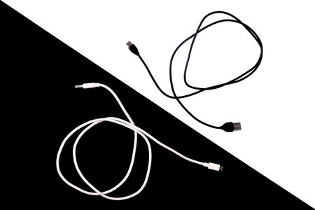 usb cables type c, micro isolated, black and white