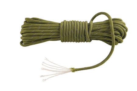 paracord isolated on white background, green tactical, cord strong, tourist, 550の写真素材