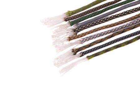 paracord tactical, on white background , cord strong, tourist 550, different colorの写真素材