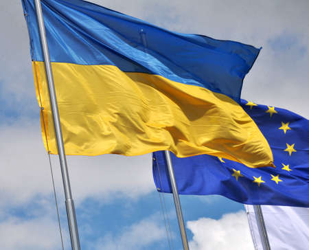 Blue and yellow colors of the national flag of Ukraine